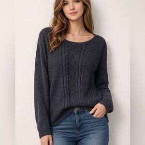 Ralph Lauren Denim & Supply Womens Charcoal Cable Knit Cotton Sweater Top XL